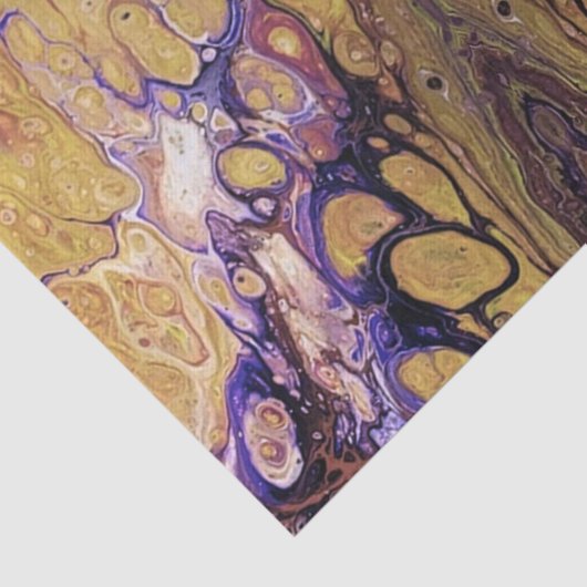 Paarse en gouden abstracte verf tissuepapier (Detail)