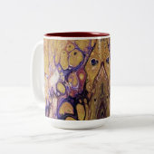 Paarse en gouden abstracte verf tweekleurige koffiemok (Voorkant links)