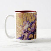 Paarse en gouden abstracte verf tweekleurige koffiemok (Links)