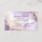 Paarse en gouden Abstracte Waterverf Visitekaartje (Achterkant)