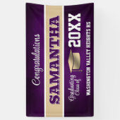 Paarse en Gouden Afstudeerfeest Spandoek (Verticaal)