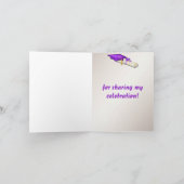 Paarse en gouden Afstuderen bedankkaart (Binnen)