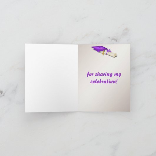 Paarse en gouden Afstuderen bedankkaart (Binnen)