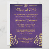 Paarse en gouden Afstuderen Kaart (Achterkant)