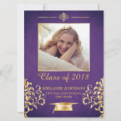 Paarse en gouden Afstuderen Kaart (Voorkant)