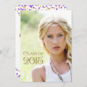 Paarse en gouden Afstuderen Kaart (Voorkant / Achterkant)