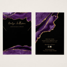 Paarse en gouden Agaat ketting display kaart