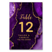 Paarse en gouden Agaat Marmeren Bruiloft Kaart (Achterkant)