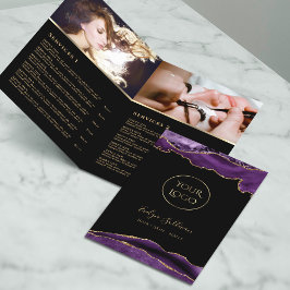 paarse en gouden agaat service menubrochure