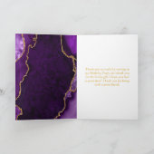 Paarse en gouden Agaat Verjaardag Bedankkaart (Binnen)