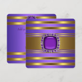 Paarse en gouden All Occasion Party Kaart (Voorkant / Achterkant)
