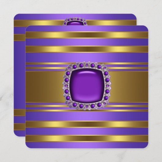 Paarse en gouden All Occasion Party Kaart (Voorkant / Achterkant)