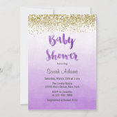 Paarse en gouden Baby shower Kaart (Voorkant)