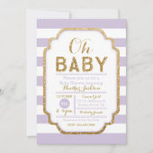 Paarse en gouden Baby shower uitnodiging, baby mei Kaart (Voorkant)