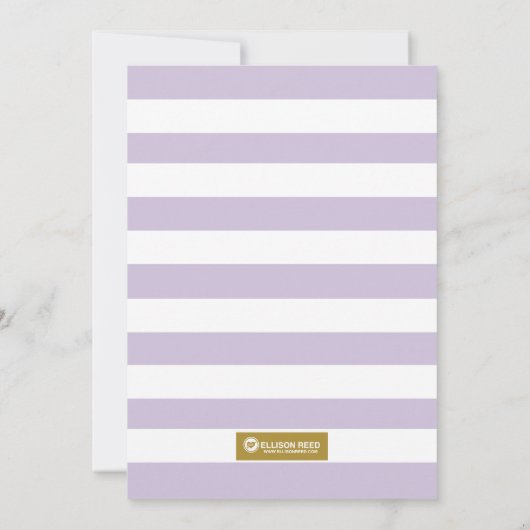 Paarse en gouden Baby shower uitnodiging, baby mei Kaart (Achterkant)