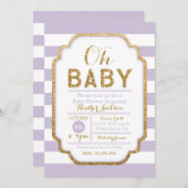 Paarse en gouden Baby shower uitnodiging, baby mei Kaart (Voorkant / Achterkant)