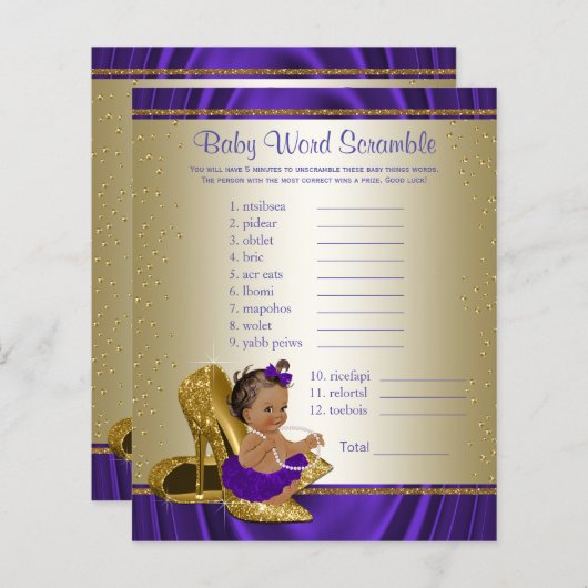 Paarse en gouden Baby showers (Voorkant / Achterkant)