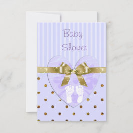 Paarse en gouden babyshower uitnodiging