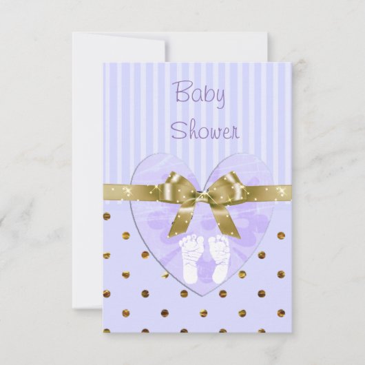 Paarse en gouden babyshower uitnodiging (Voorkant)