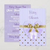 Paarse en gouden babyshower uitnodiging (Voorkant / Achterkant)