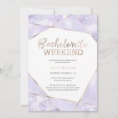 Paarse en gouden Bachelorette Weekenduitnodiging Kaart (Voorkant)