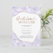 Paarse en gouden Bachelorette Weekenduitnodiging Kaart (Staand voorkant)