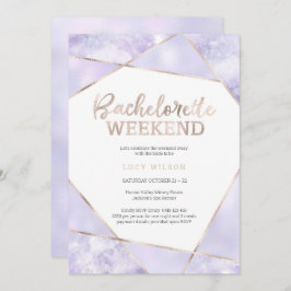 Paarse en gouden Bachelorette Weekenduitnodiging Kaart