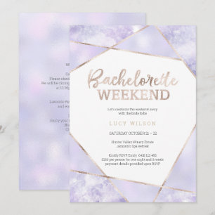 Paarse en gouden Bachelorette Weekenduitnodiging Kaart
