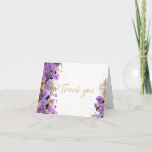 Paarse en gouden bloem Bat Mitzvah Bedankkaart