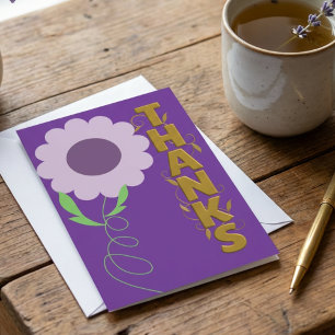Paarse en gouden bloem bedankkaart notitiekaartje