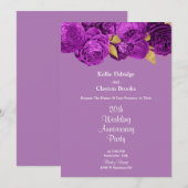 Paarse en gouden bloem feestelijke huwelijksjubile kaart (Voorkant / Achterkant)