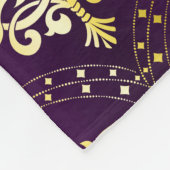 Paarse en gouden bloemdamast fleece deken (Hoek)