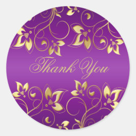 Paarse en Gouden Bloemen 1,5"Ronde Sticker