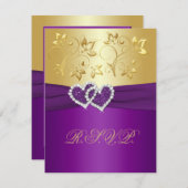 Paarse en gouden bloemen antwoord Kaart (Voorkant / Achterkant)