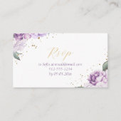 Paarse en gouden bloemen Elegant Quinceañera RSVP Informatiekaartje (Voorkant)