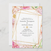 Paarse en gouden bloemen geometrische verlovingsfe kaart (Voorkant)