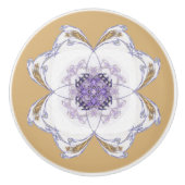Paarse en Gouden Bloemen-Look Fractal Art Golden Keramische Knop (Voorkant)