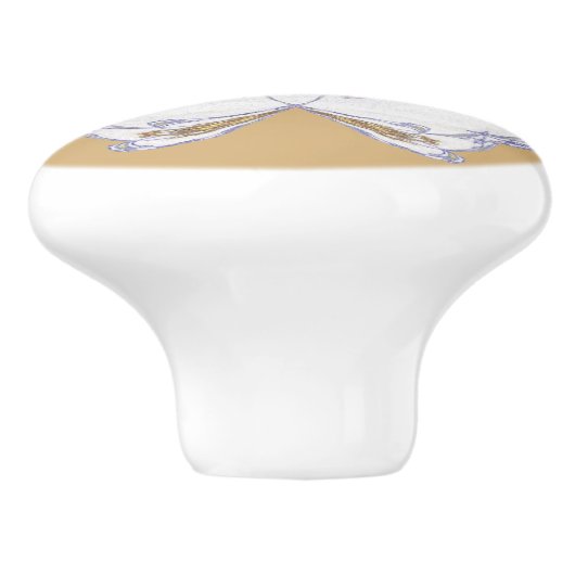 Paarse en Gouden Bloemen-Look Fractal Art Golden Keramische Knop (Zijkant)