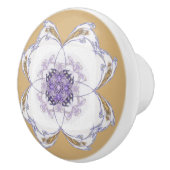 Paarse en Gouden Bloemen-Look Fractal Art Golden Keramische Knop (Rechts)
