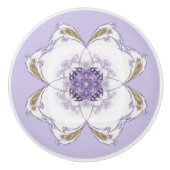 Paarse en Gouden Bloemen-Look Fractal Art Lavendel Keramische Knop (Voorkant)