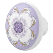 Paarse en Gouden Bloemen-Look Fractal Art Lavendel Keramische Knop (Rechts)