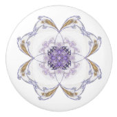 Paarse en Gouden Bloemen-Look Fractal Art White Keramische Knop (Voorkant)
