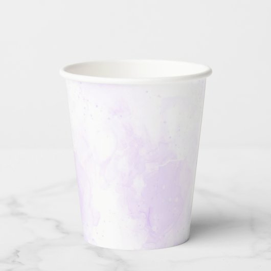 Paarse en gouden bloemen vlinder 1e verjaardag papieren bekers (Achterkant)