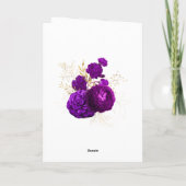 Paarse en gouden bloemenbruiloft foto Bedankkaart (Achterkant)