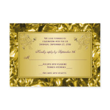 Paarse en gouden bloemenkaart RSVP