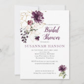 Paarse en gouden bloemige ingelijst Vrijgezellenfe Kaart (Voorkant)