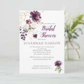 Paarse en gouden bloemige ingelijst Vrijgezellenfe Kaart (Staand voorkant)