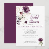 Paarse en gouden bloemige ingelijst Vrijgezellenfe Kaart (Voorkant / Achterkant)