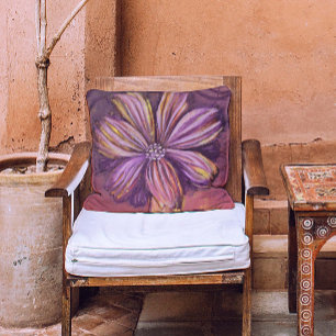 Paarse en gouden bloemige Waterverf levendig vet Kussen