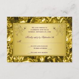 Paarse en gouden bloemkaart voor RSVP Kaartje